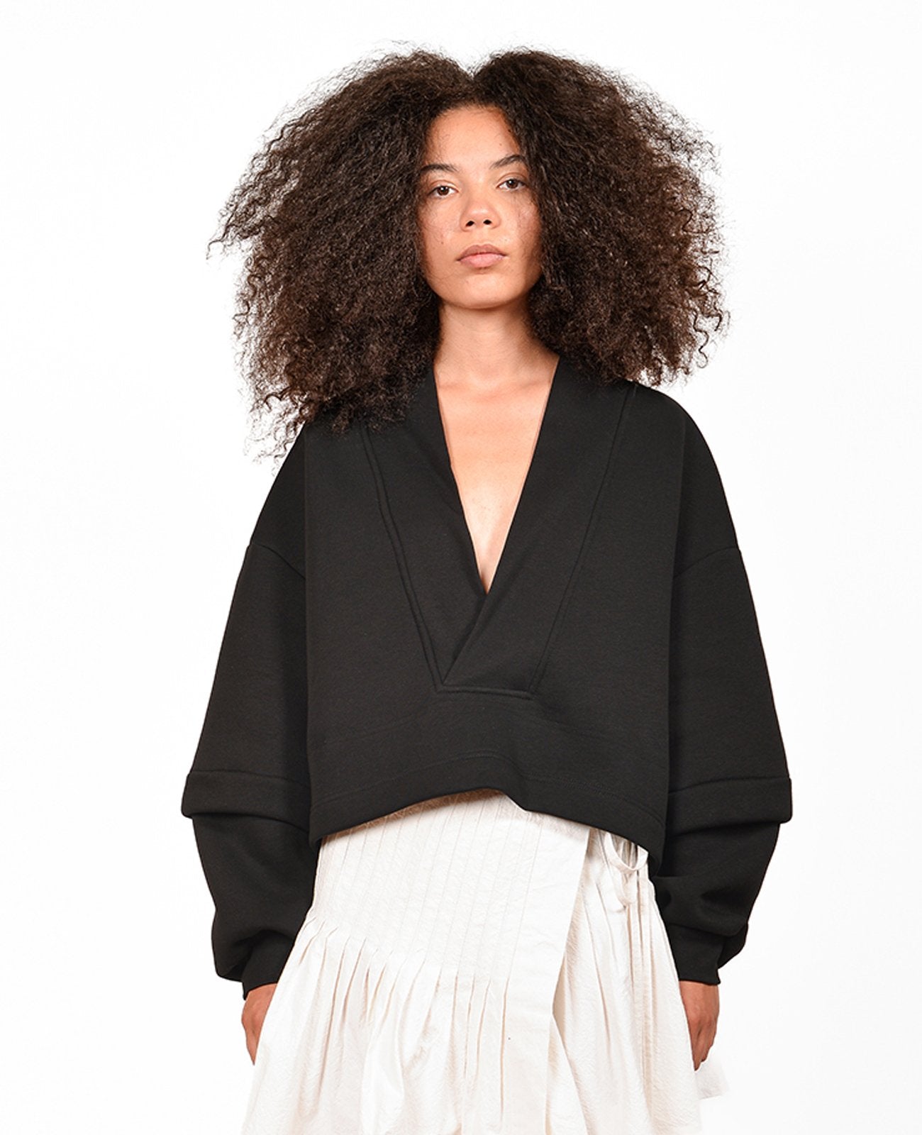 Black V-Neck Sweatshirt