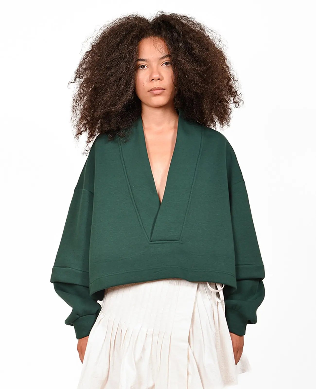 Green V-Neck Sweatshirt