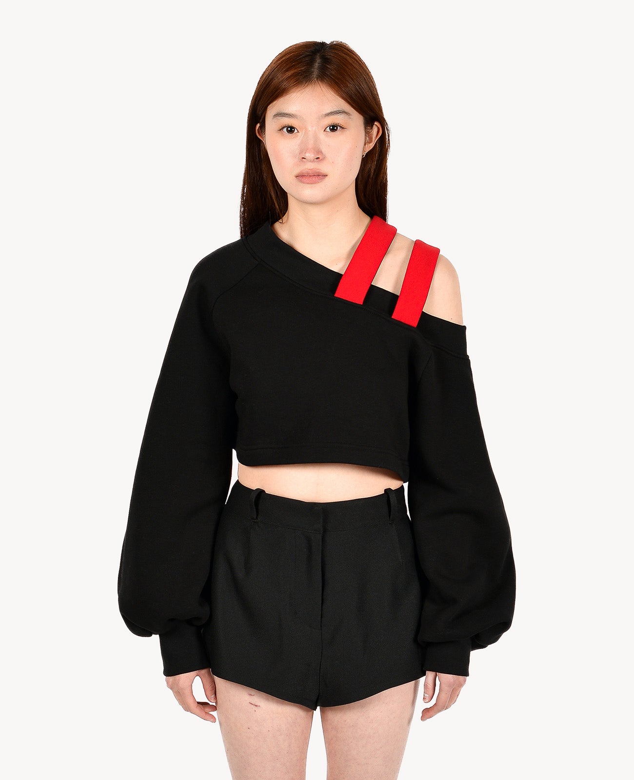 Mixed Cold Shoulder Top
