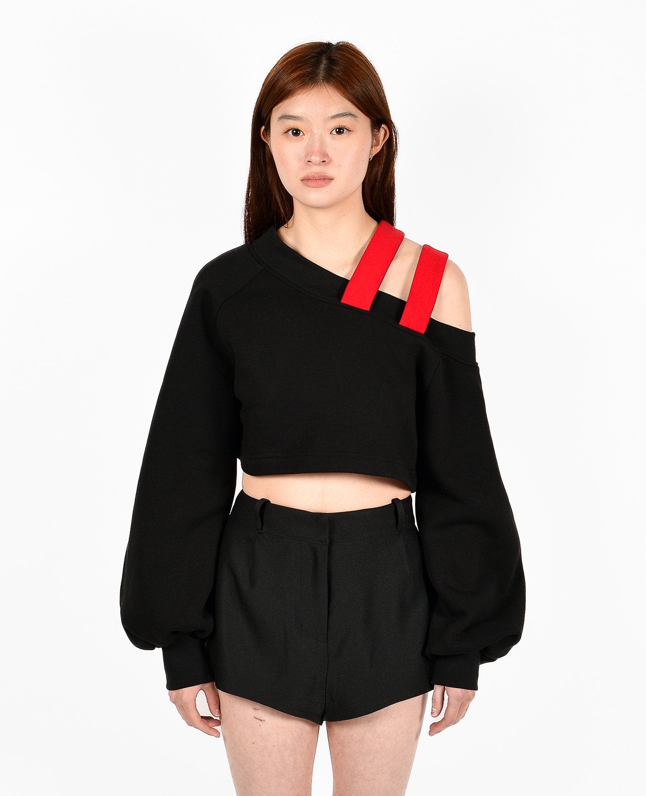 Mixed Cold Shoulder Top