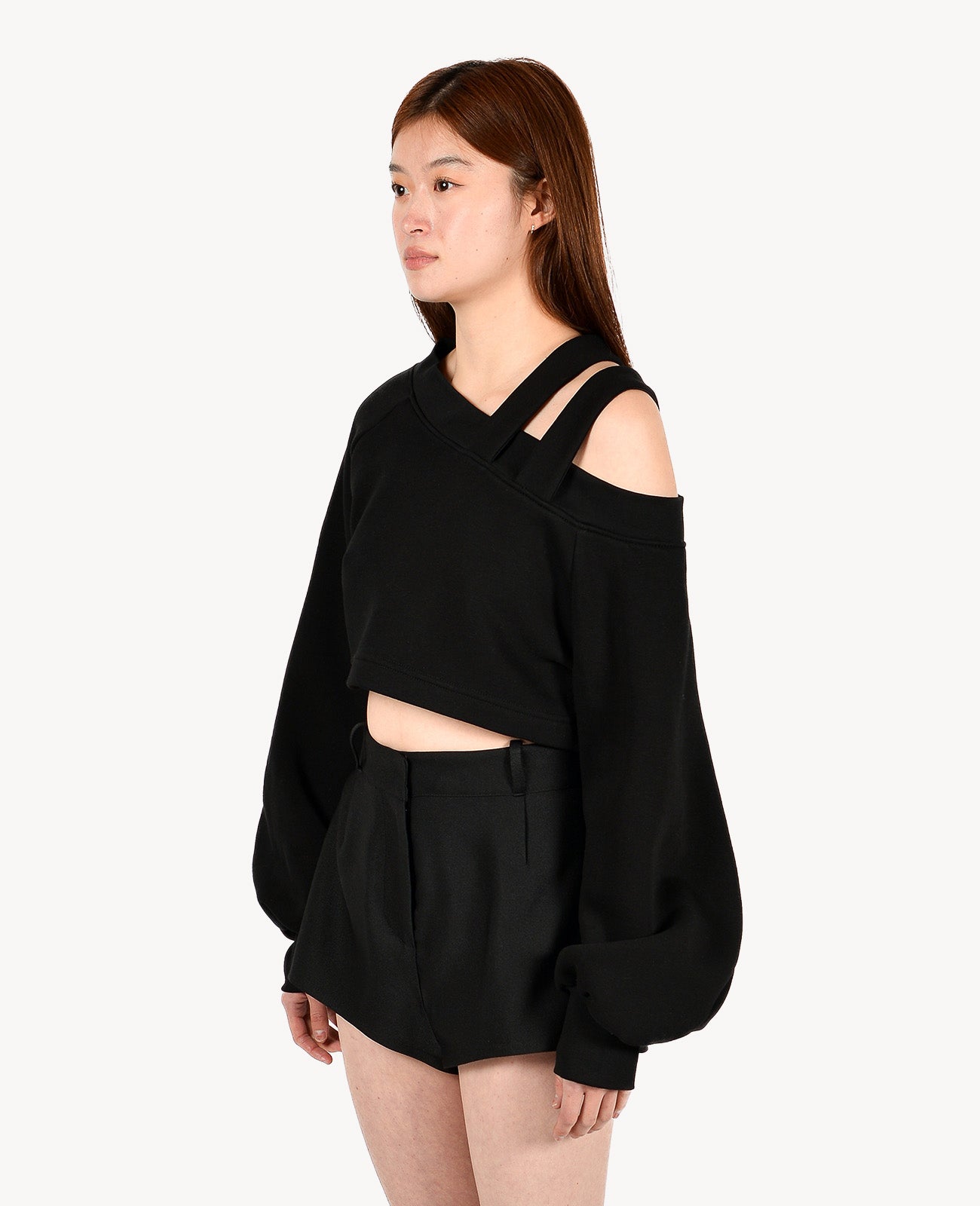 Black Cold Shoulder Top