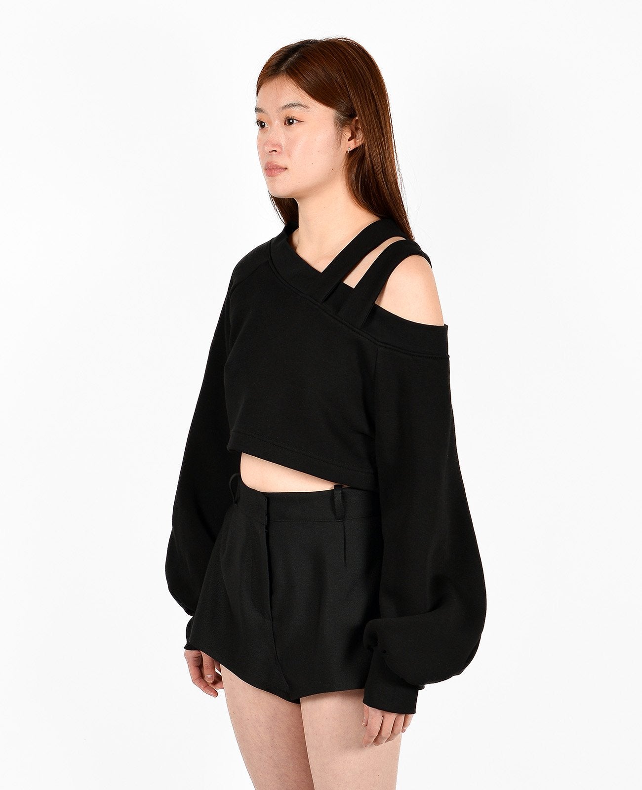 Black Cold Shoulder Top