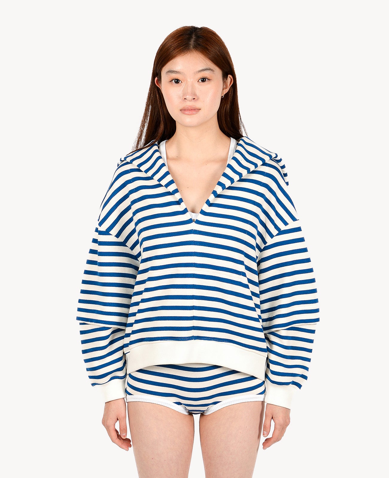 Striped V-Neck Capeshirt